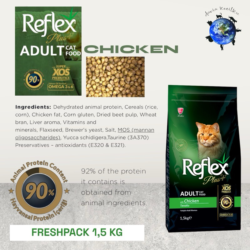 Reflex Plus Adult Cat Chicken Premium Dry Cat Food With Xos