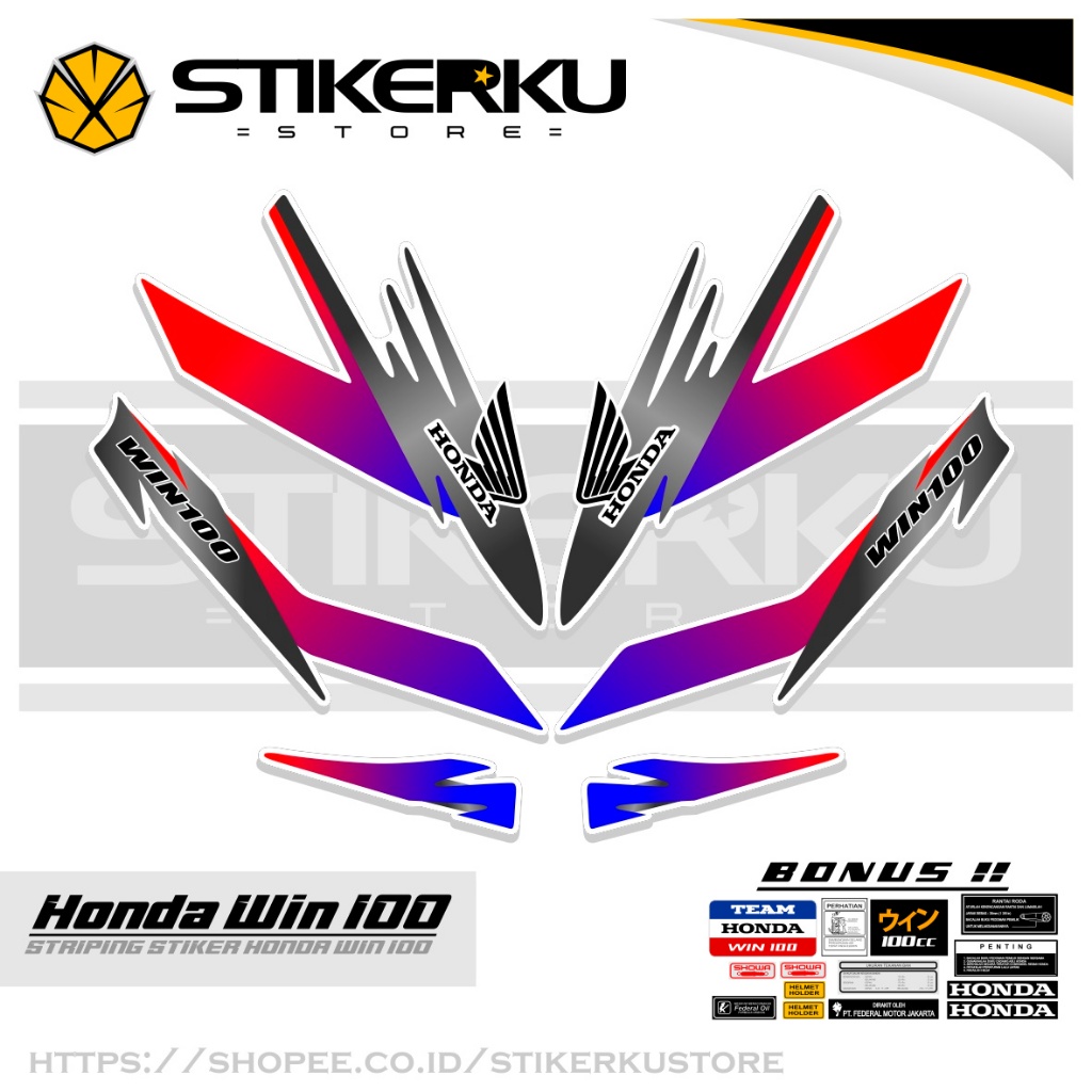 Honda WIN STRIPING MOTIF 108 WIN 100 STICKER WIN 100 VIRAL Variation