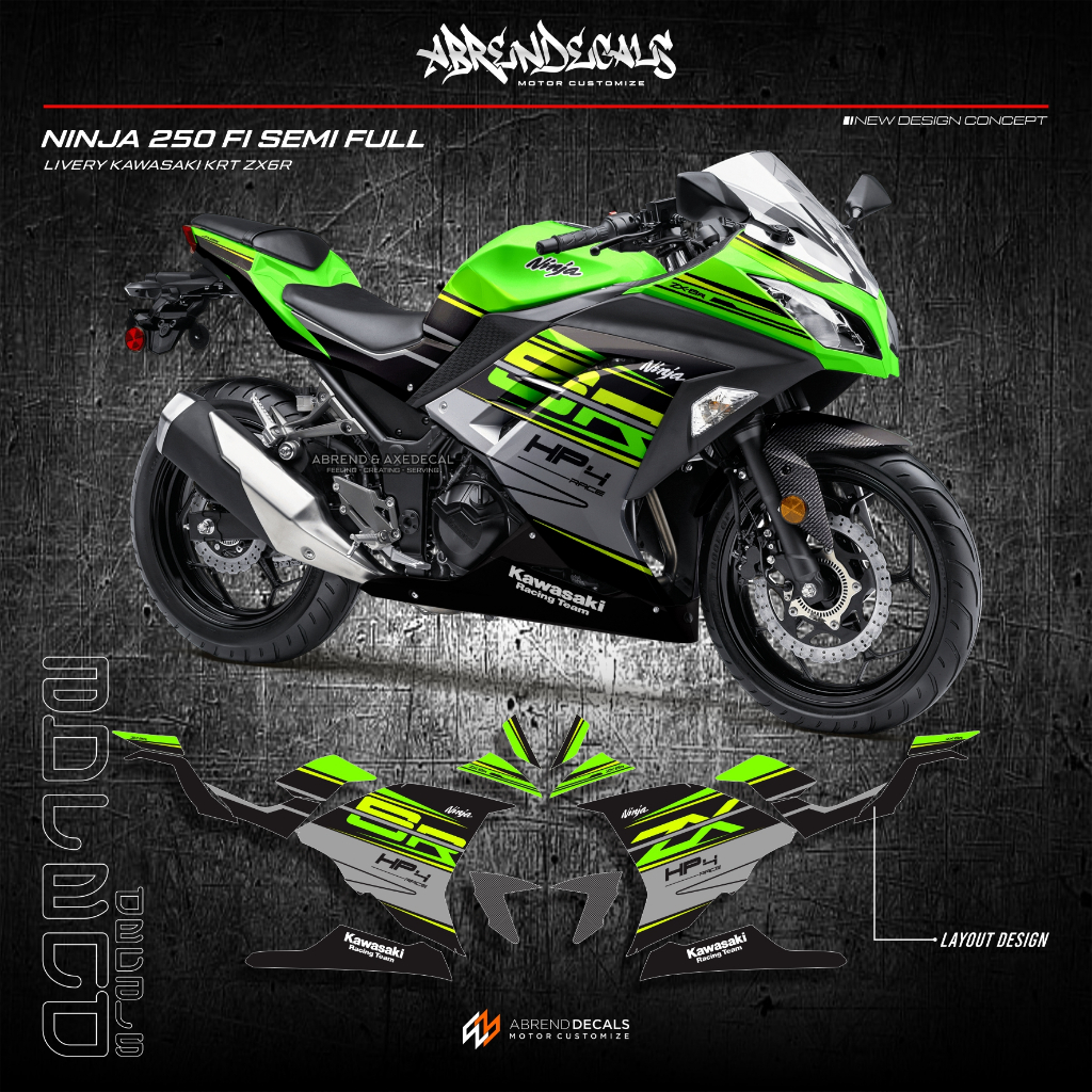 Sticker NINJA 250 FI OLD LIVERY KRT ZX6R CUSTOM DESIGN STRIPING