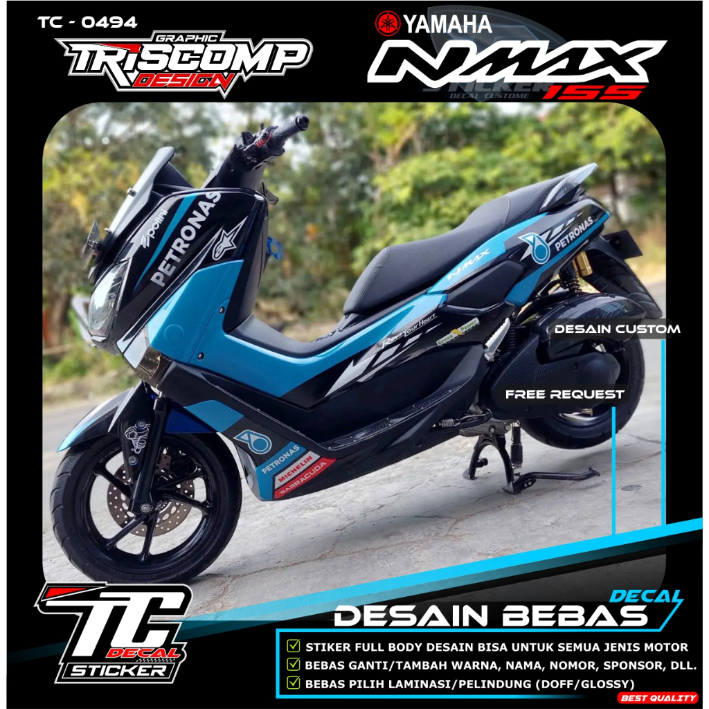 Newest Old NMAX Decal Latest Motif Petronas Light Blue Simple Sticker