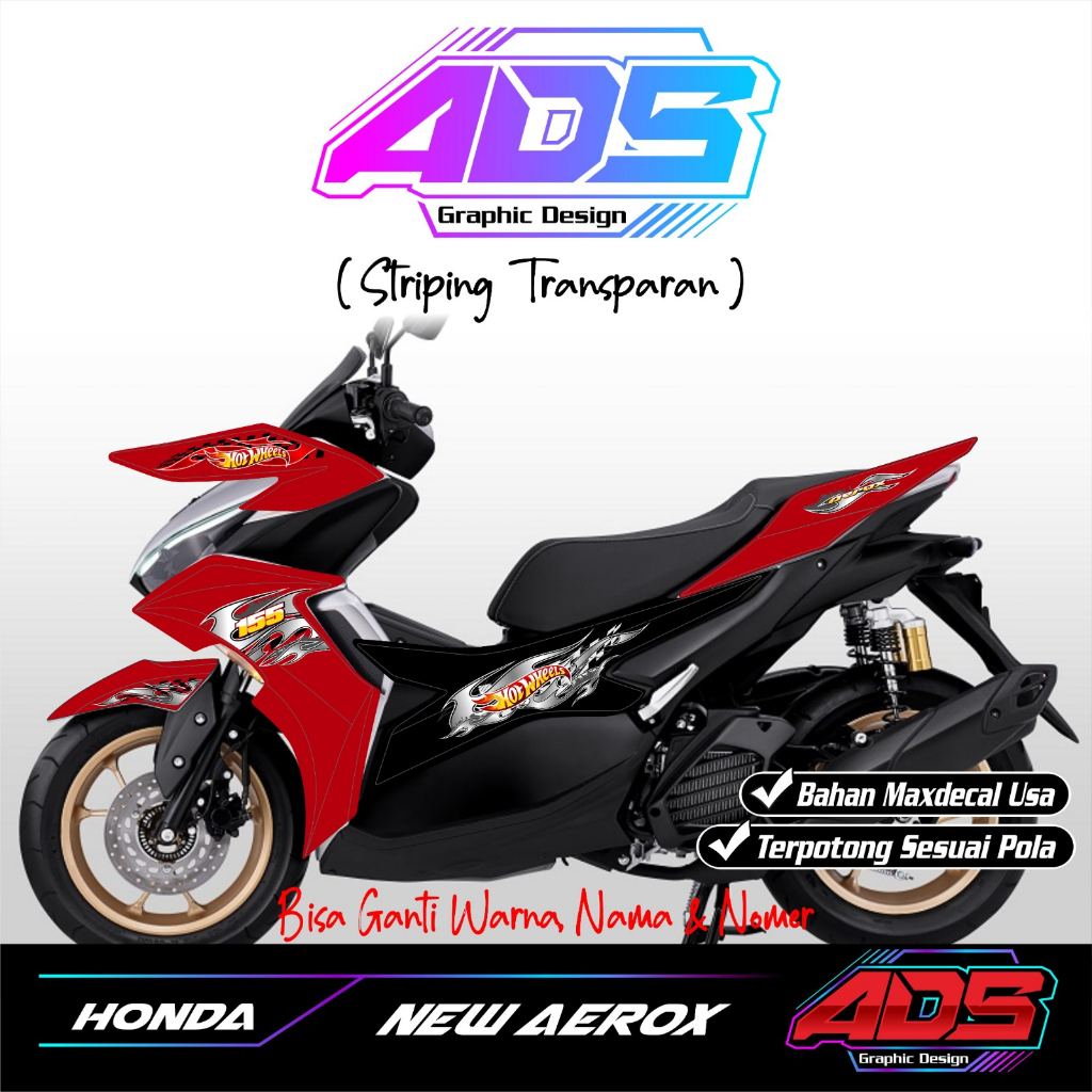 Aerox New Hotwheels Transparent Uv Striping Can Be Custom Shopee