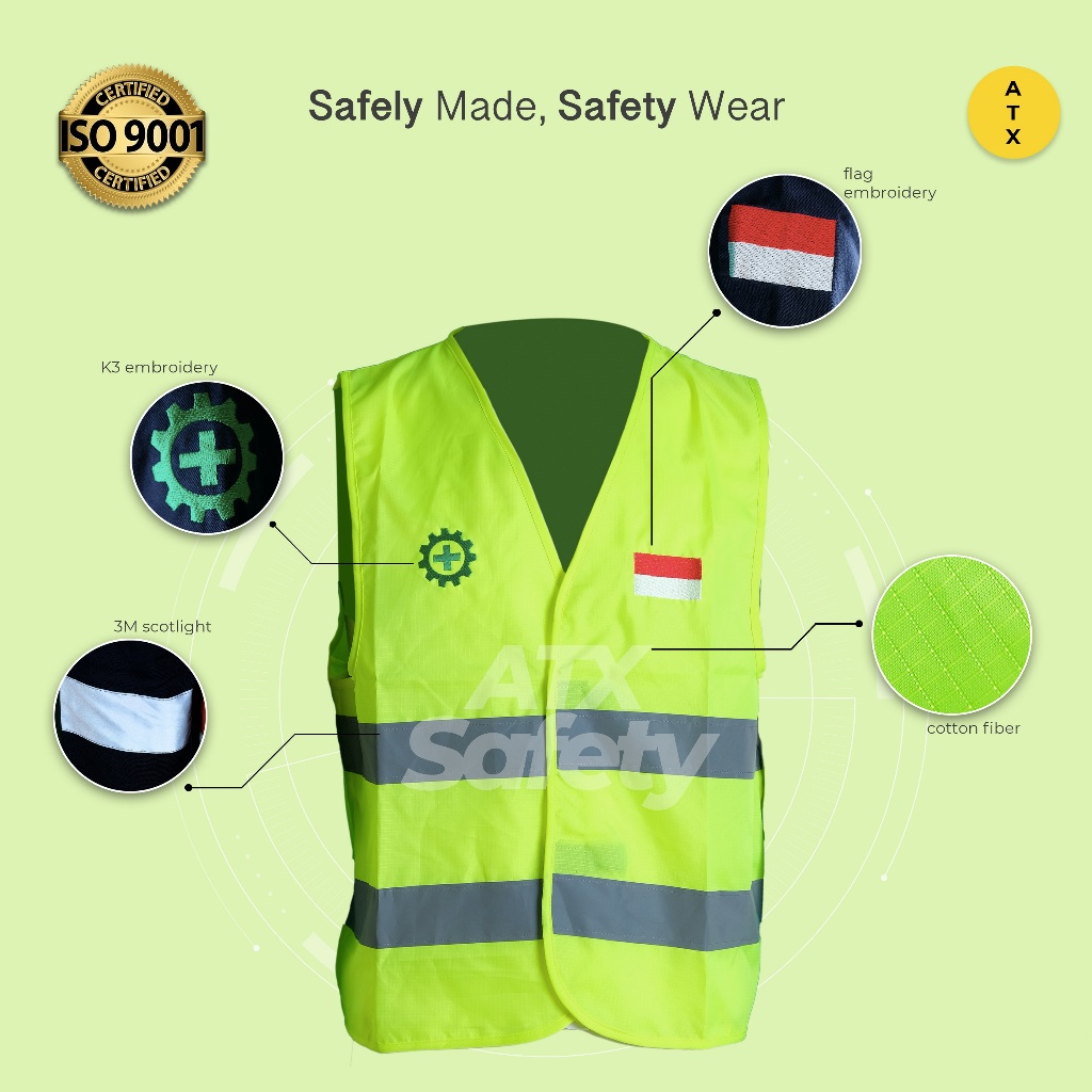 Hijau Green Atx Field Project Safety Vest Stabilo K Logo And