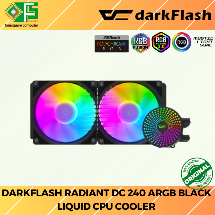 Aio Watercooling Darkflash Radiant Dc Argb Liquid Cpu Cooler Black