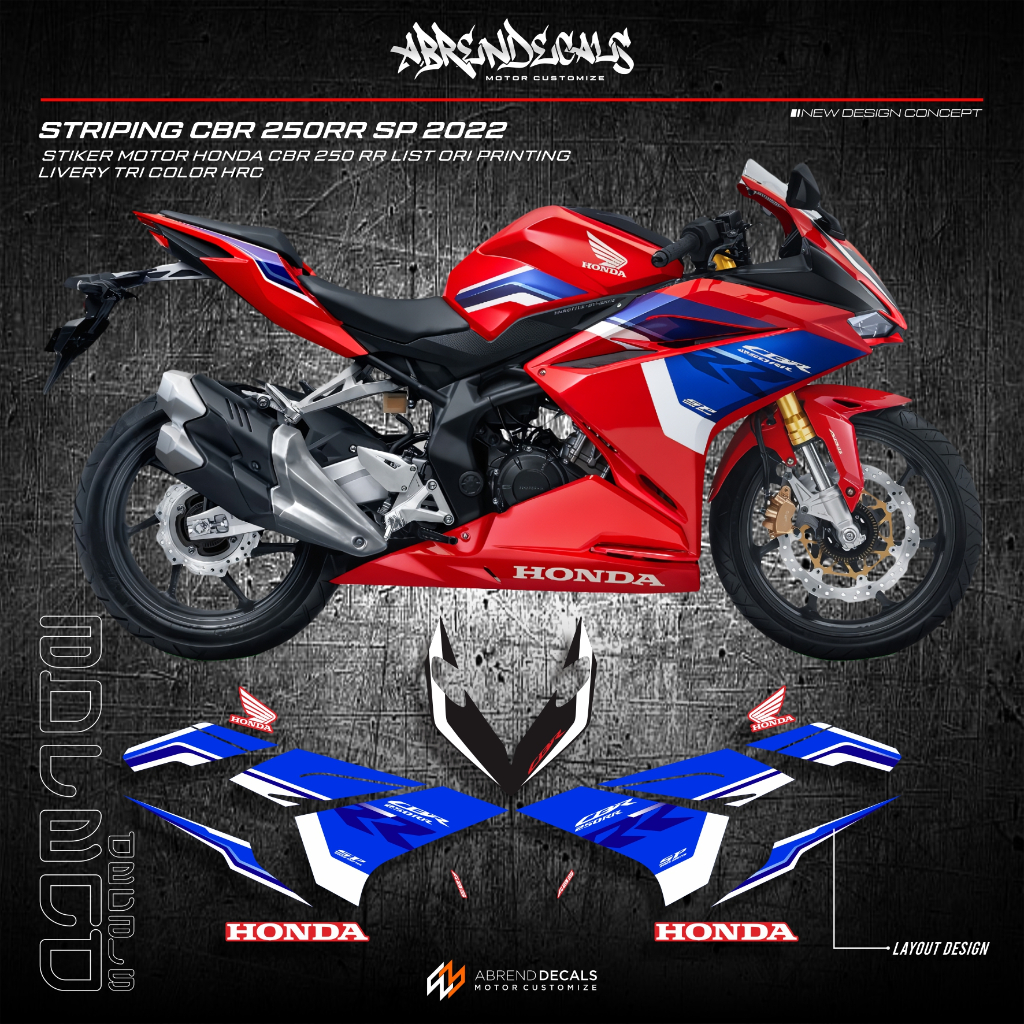 Sticker CBR 250 RR LIVERY TRI COLOR HRC ORI PRINTING DESIGN CUSTOM