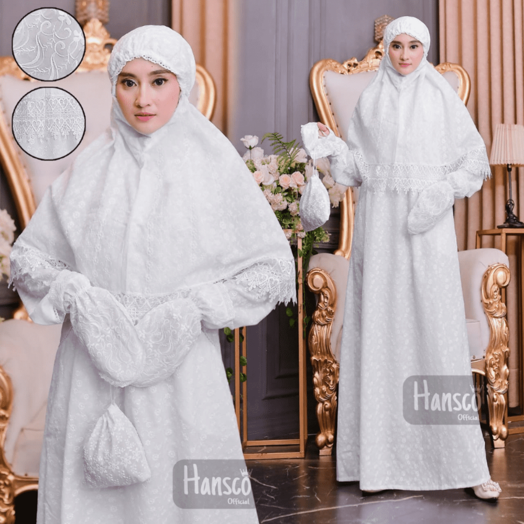 Putih White Ihram Robe Embroidery Full Set Of Muslim Women Hajj And