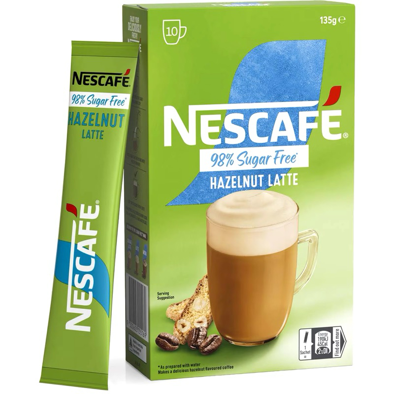 Nescafe Sugar Free Hazelnut Latte Coffee Sachets Packs