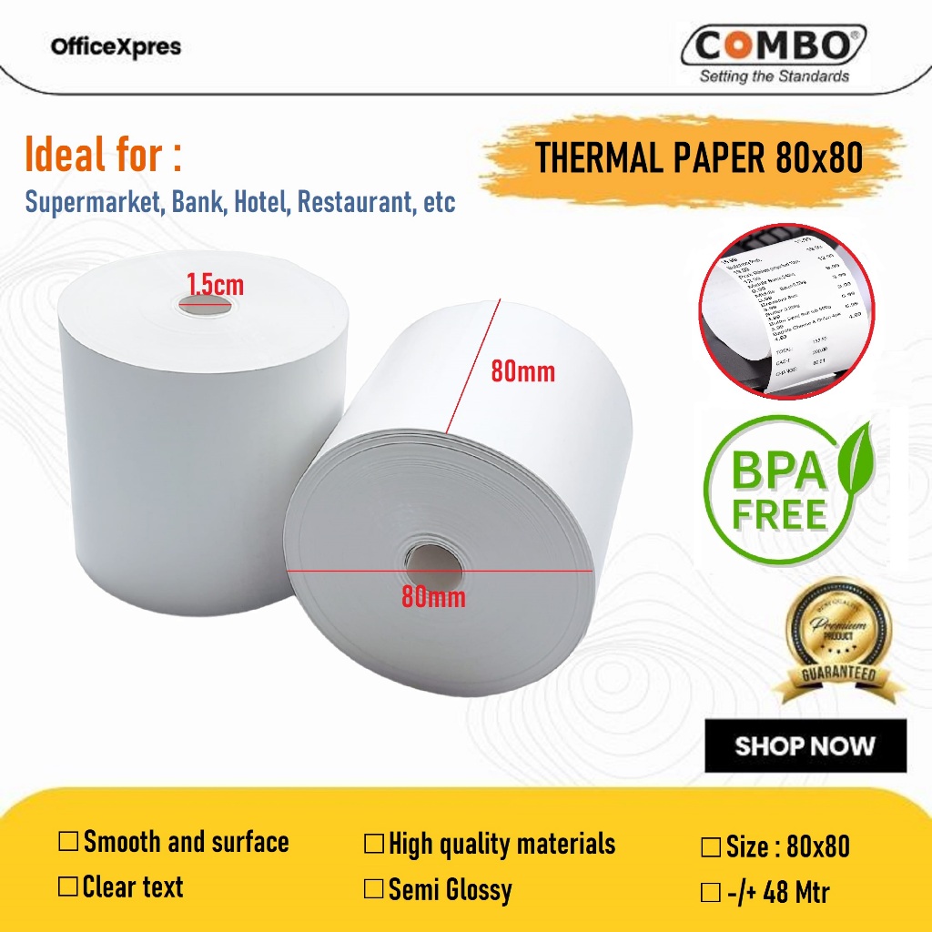 Thermal Cashier Receipt Paper 80x80 Bulk Thermal Paper Roll 80x80 Roll