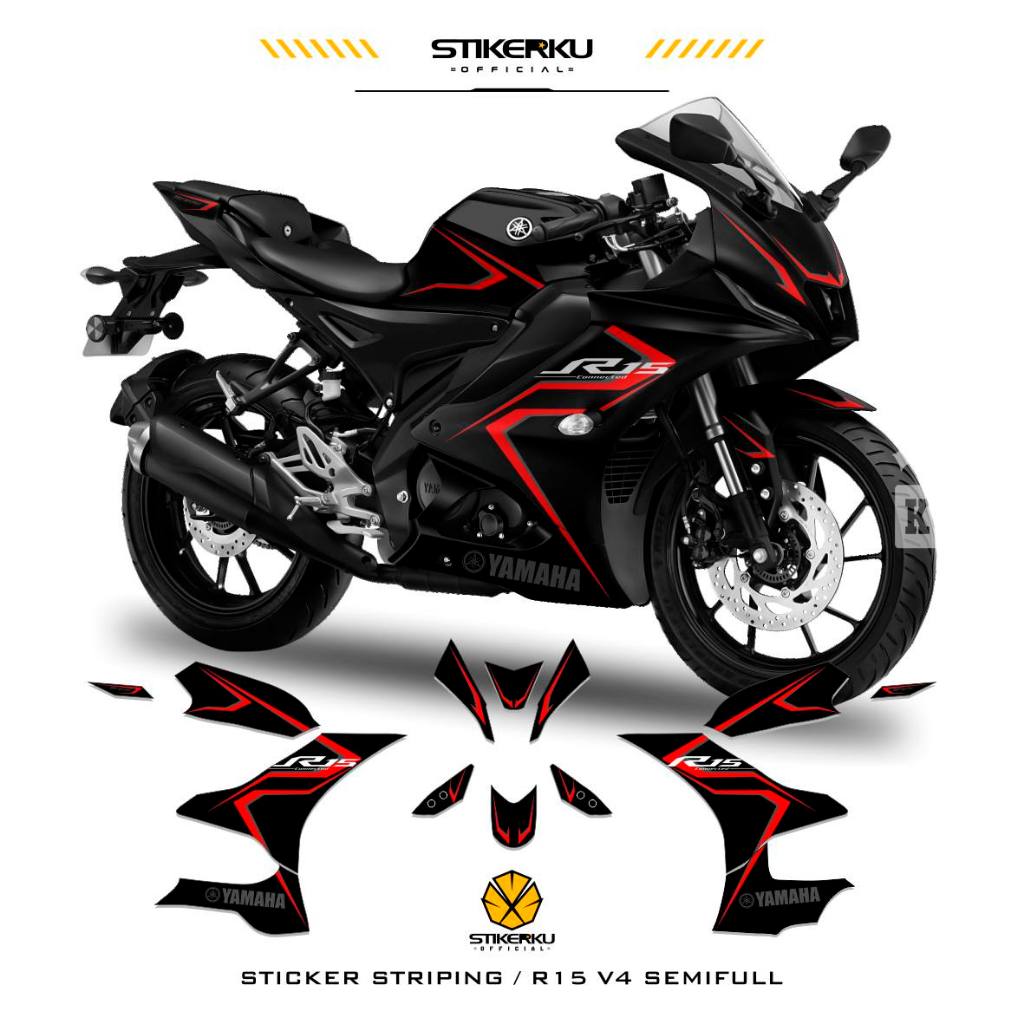 Sticker STRIPING YAMAHA R15V4 MOTIF 2 SEMIFULL STOCK DECALS R15 R15 V4