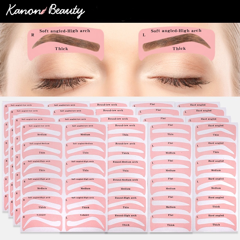 4 Sheet Set Reusable Eyebrow Shaper DIY Eyebrow Stamp Sticker Card Eye