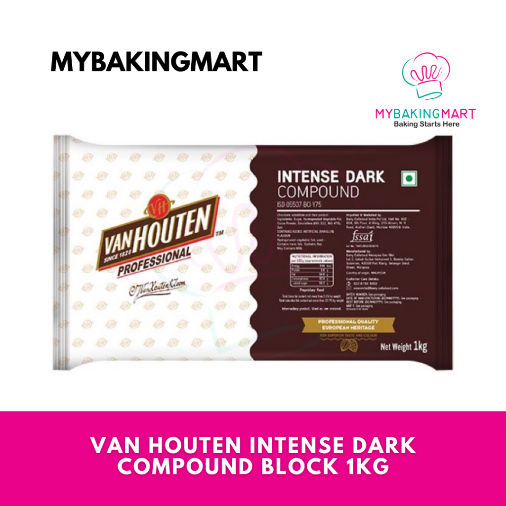 Van Houten Chocolate Compound Bar 1kg Intense Dark Milk Chocolate