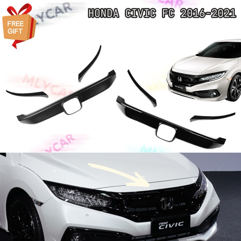 HONDA CIVIC FC 2016 2021 FRONT GRILL COVER GLOSSY BLACK MATT BLACK