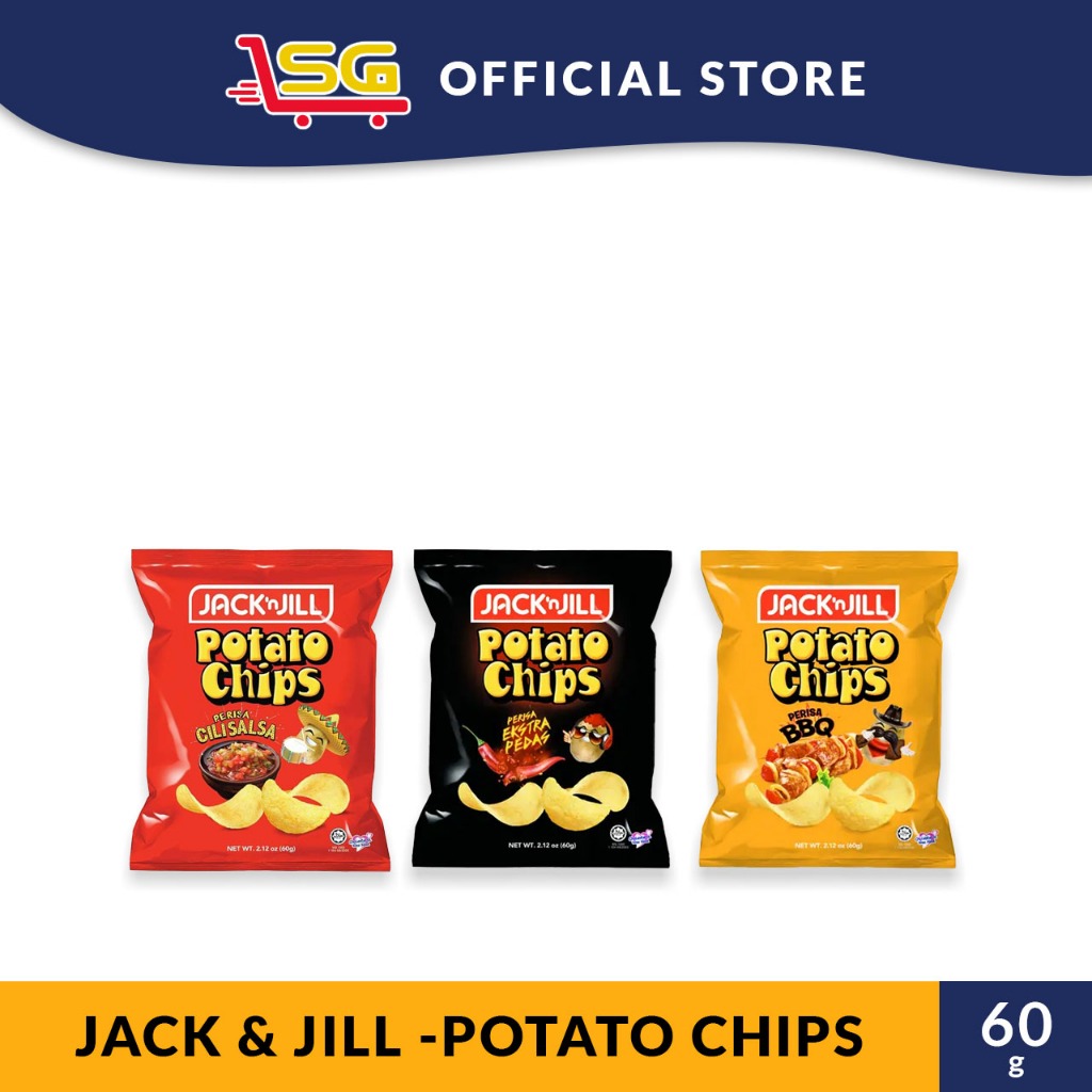 Jack Jill Potato Chips Salsa Chilli Hot Spicy BBQ 60g Shopee