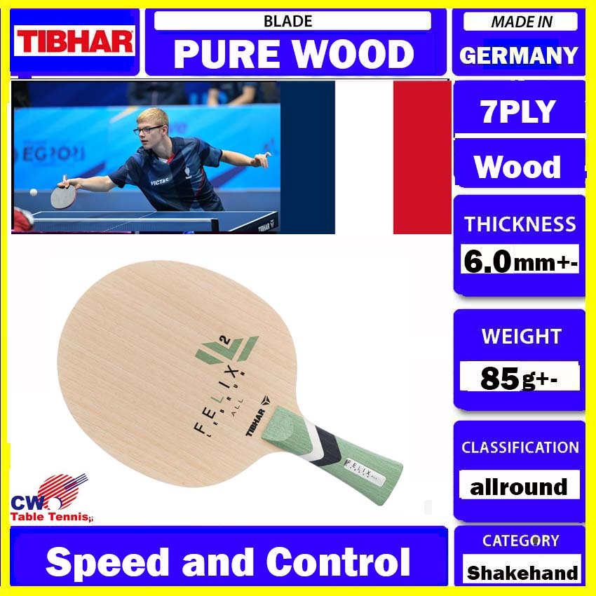 Tibhar Felix Lebrun ALL 7ply Pure Wood Speed Control Table Tennis