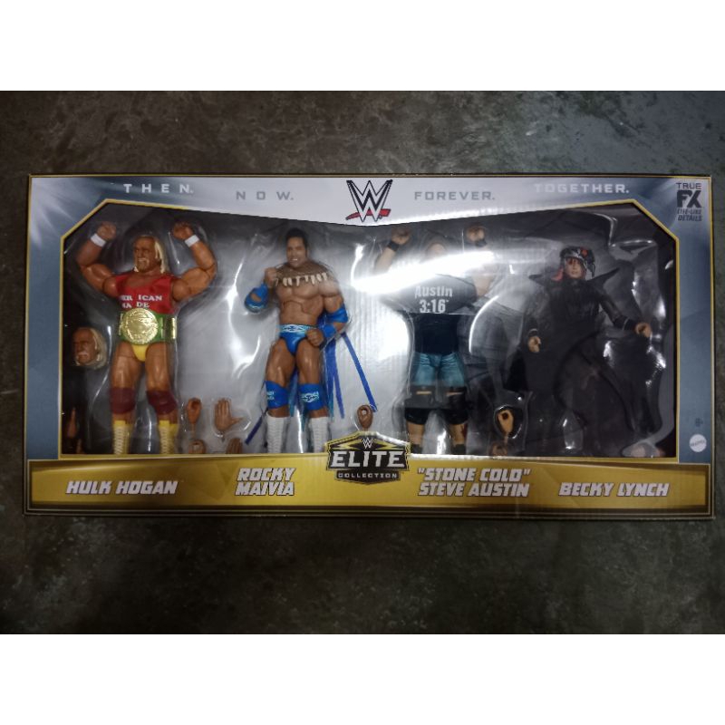 WWE Elite Then Now Forever Together Hulk Hogan Rocky Maivia Stone Cold