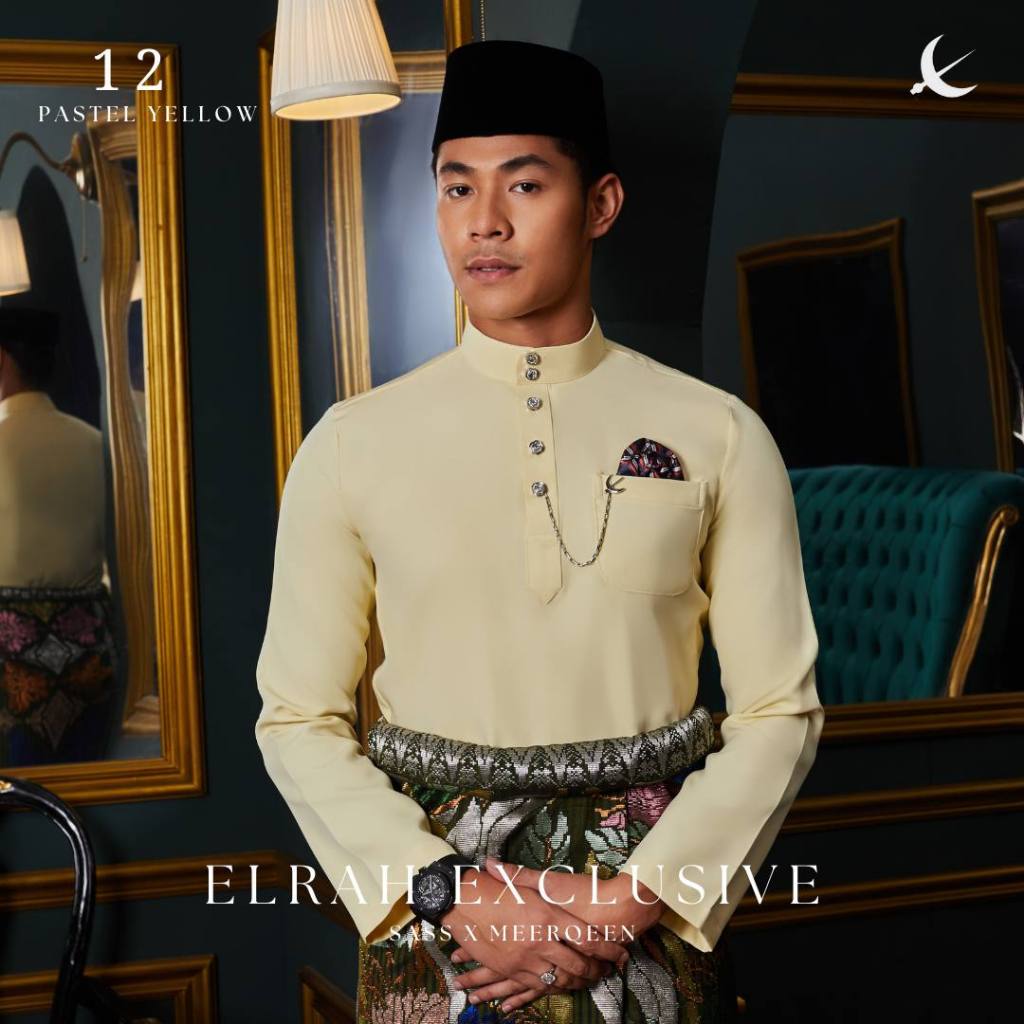 Baju Melayu Pastel Yellow Ultimate C Elrah Exclusive Slim