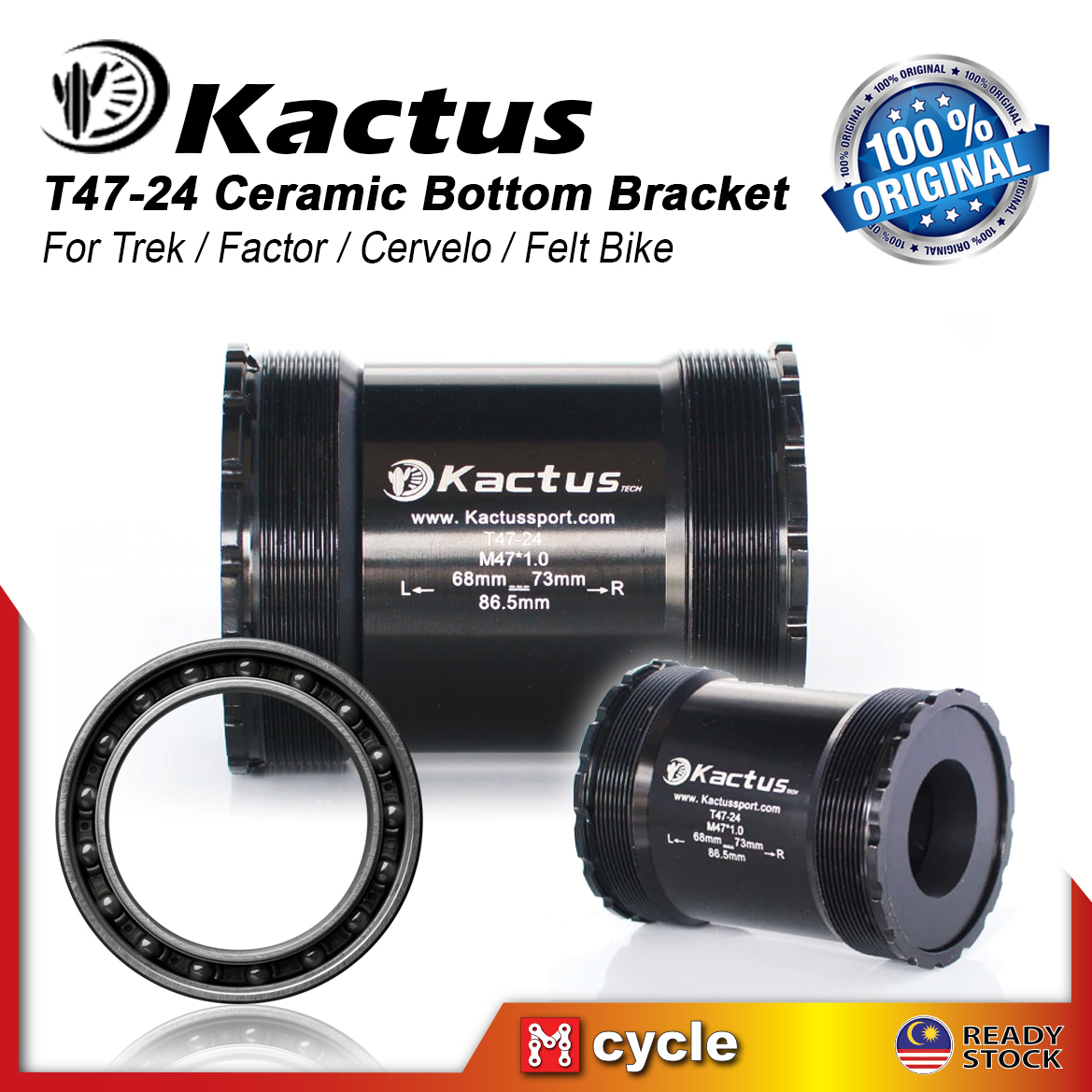 KACTUS T47 Ceramic Bottom Bracket For Shimano 24mm Crankset 85 5mm