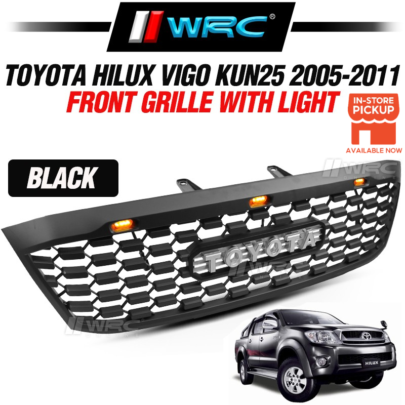 Toyota Hilux Vigo KUN25 2005 2011 Front Grille With Light Black