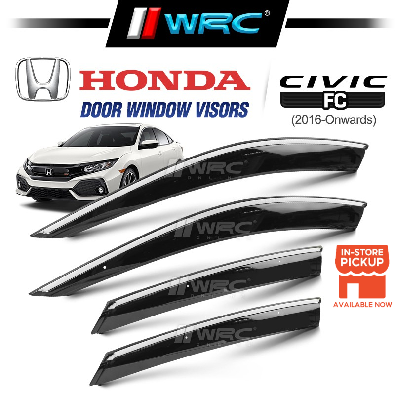 VT Honda Civic FC 2016 Onwards 4 Door Visor With Stainless Steel