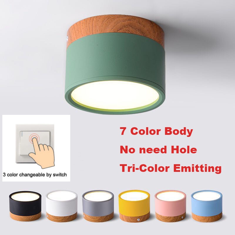 Tricolor Led Downlight Nordic Macarons Ceiling Lights Aisle Lights