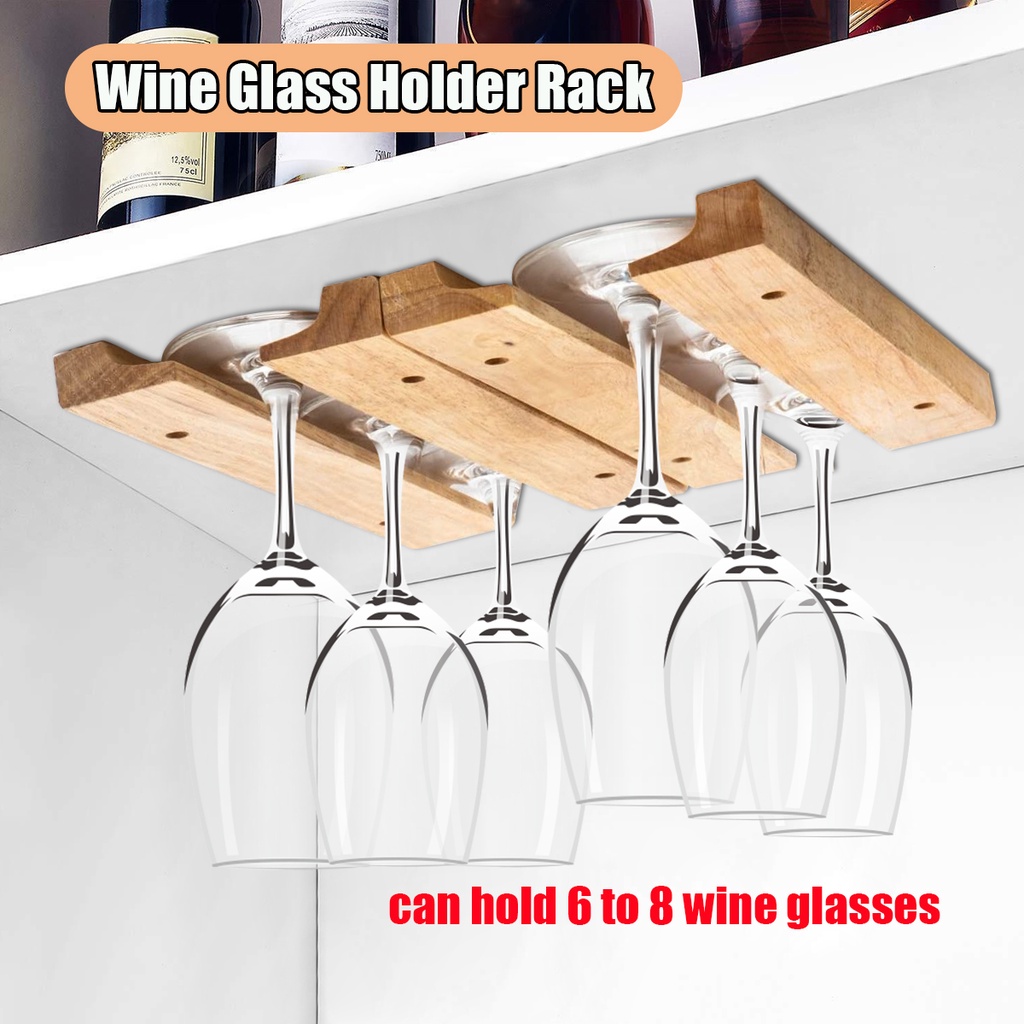 Cm Wooden Wine Glass Holder Rack Upside Down Hanging Goblet Wine