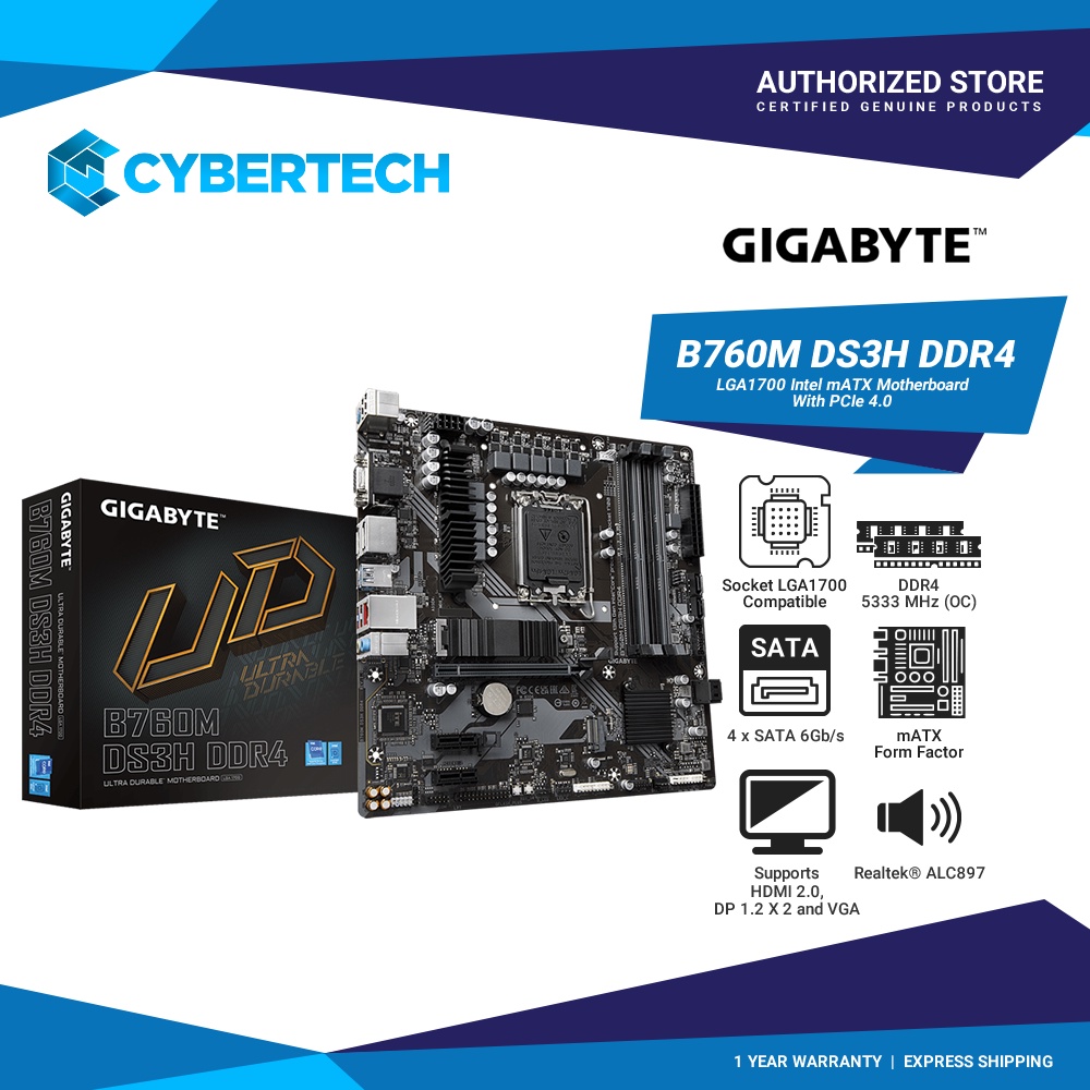 Gigabyte B760M DS3H AX DDR4 Motherboard Shopee Philippines