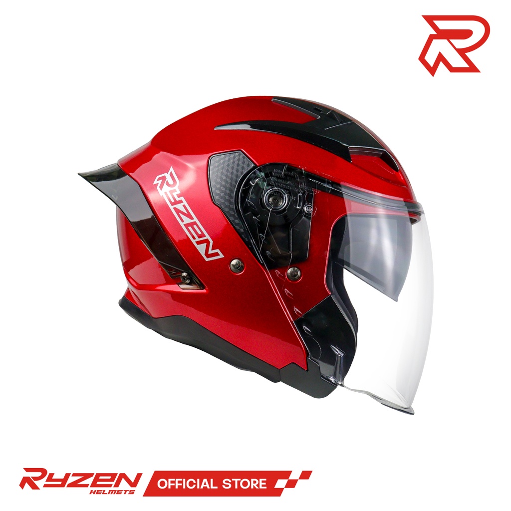 Ryzen Zx R Plain Half Face Dual Visor Helmet Clear Lens Shopee