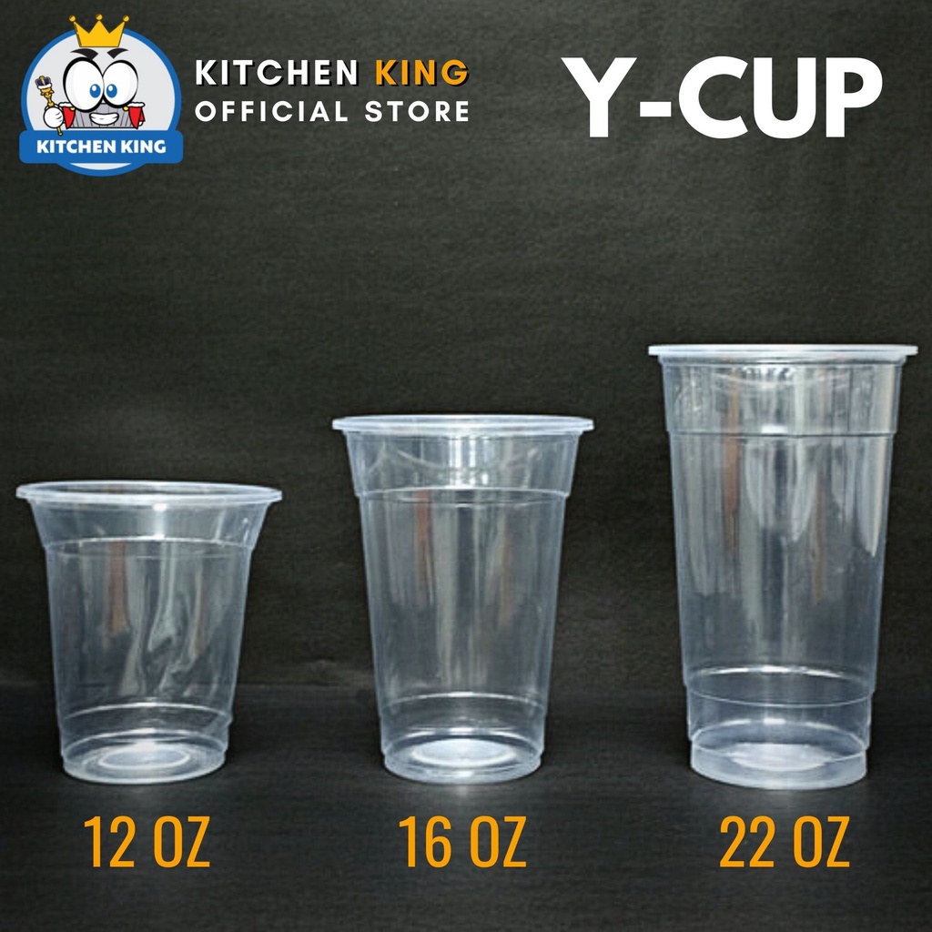 Y CUP Plastic PP Milk Tea Cup 12oz 16oz 22oz 50pcs Flat Lid