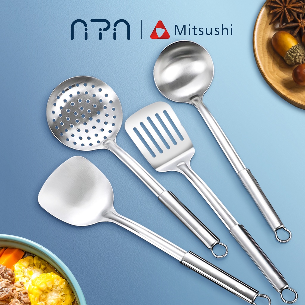 Nipiin By Mitsushi 4PC Stainless Steel Kitchen Utensil Set Shovel