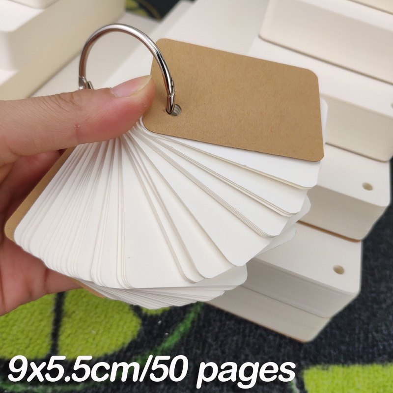 Kraft Paper Binder Ring Easy Flip Cards Study Memo Pads Portable