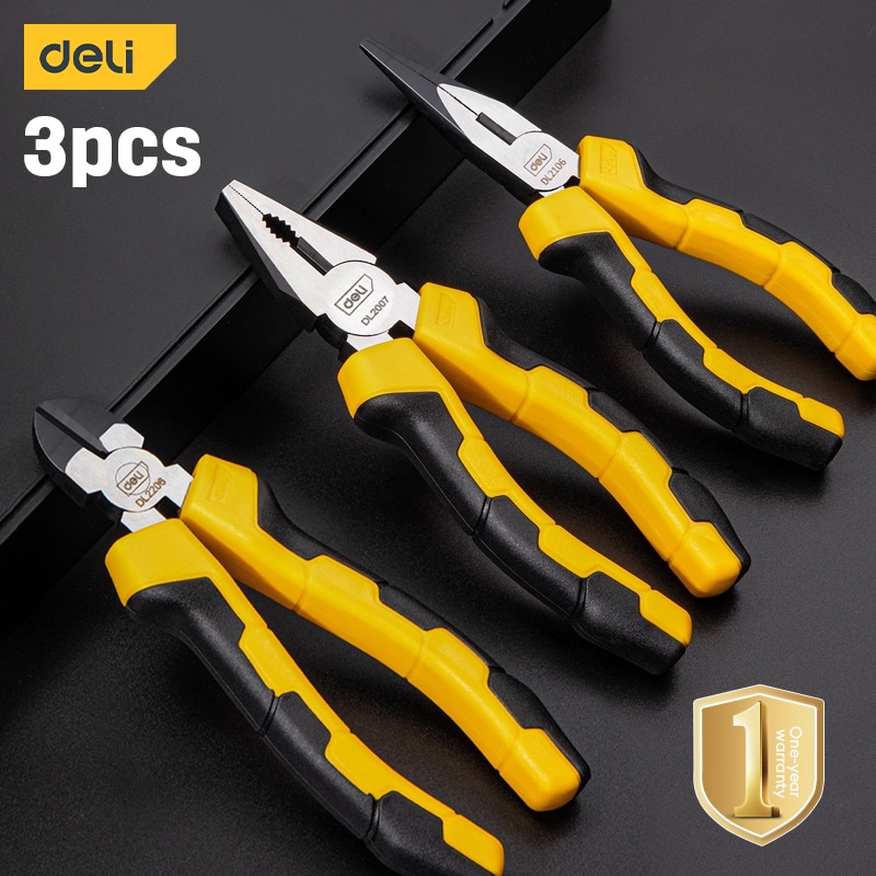 Deli Pcs Pliers Set Long Nose Cutter Pliers Heavy Duty Combination