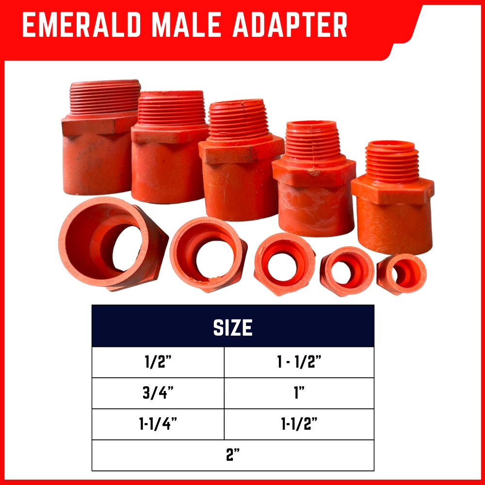 3pcs Electrical Emerald Male Adapter PVC Fittings Available Size 1 2