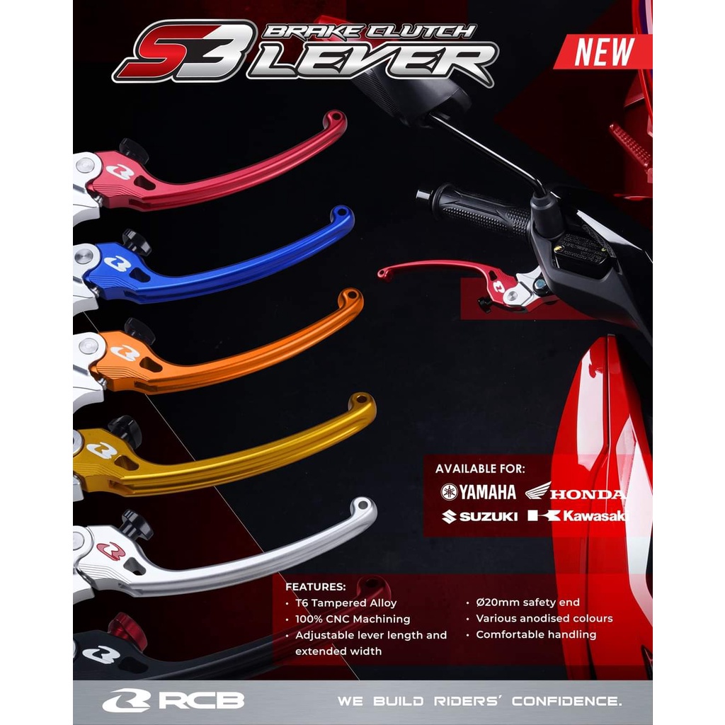 RCB Alloy Brake Lever Set S3 Series Available For Honda Click GC 125i