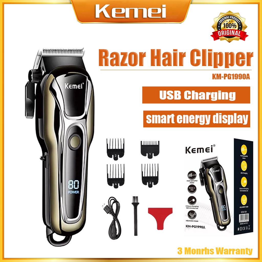 Kemei Razor Hair Cut Rechargeable Hair Clipper Cordless Lcd Monitor