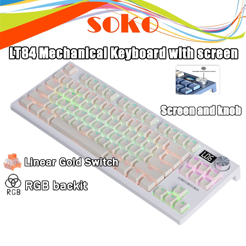 Langtu LT84 Mechanical Keyboard With Screen Wired Keyboard RGB Backlit