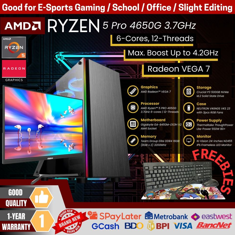 AMD Ryzen 5 Pro 4650G Desktop Monitor Package Good For E Sports