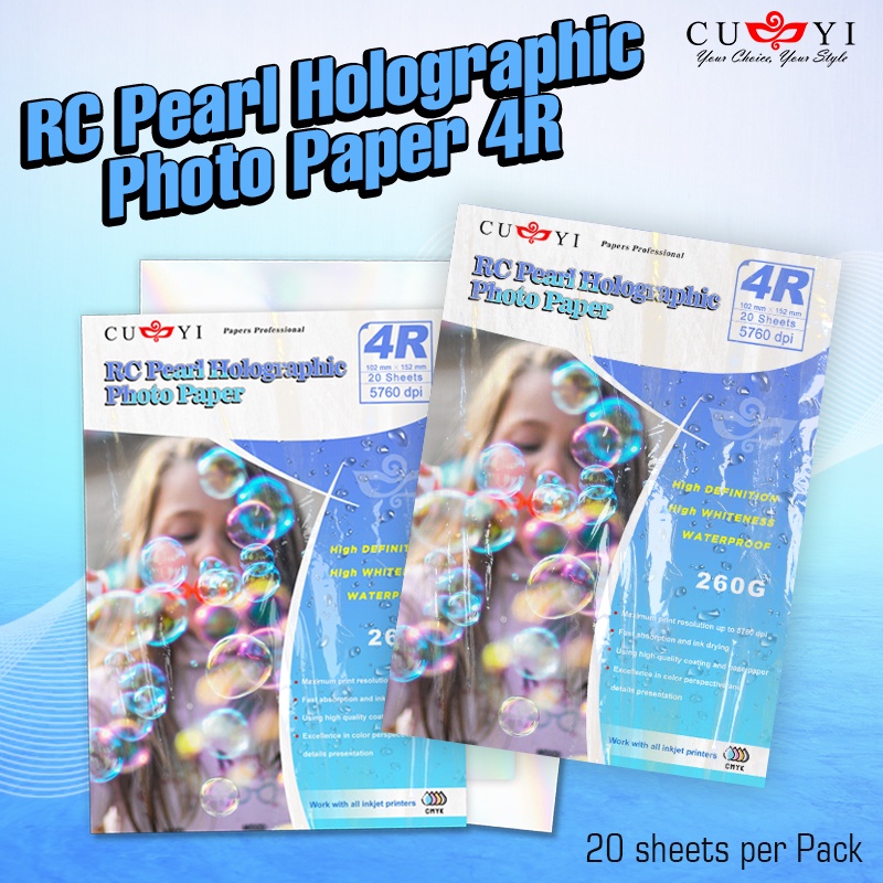 Cuyi Rc Pearl Holographic Photo Paper Gsm R Size Sheets No Back