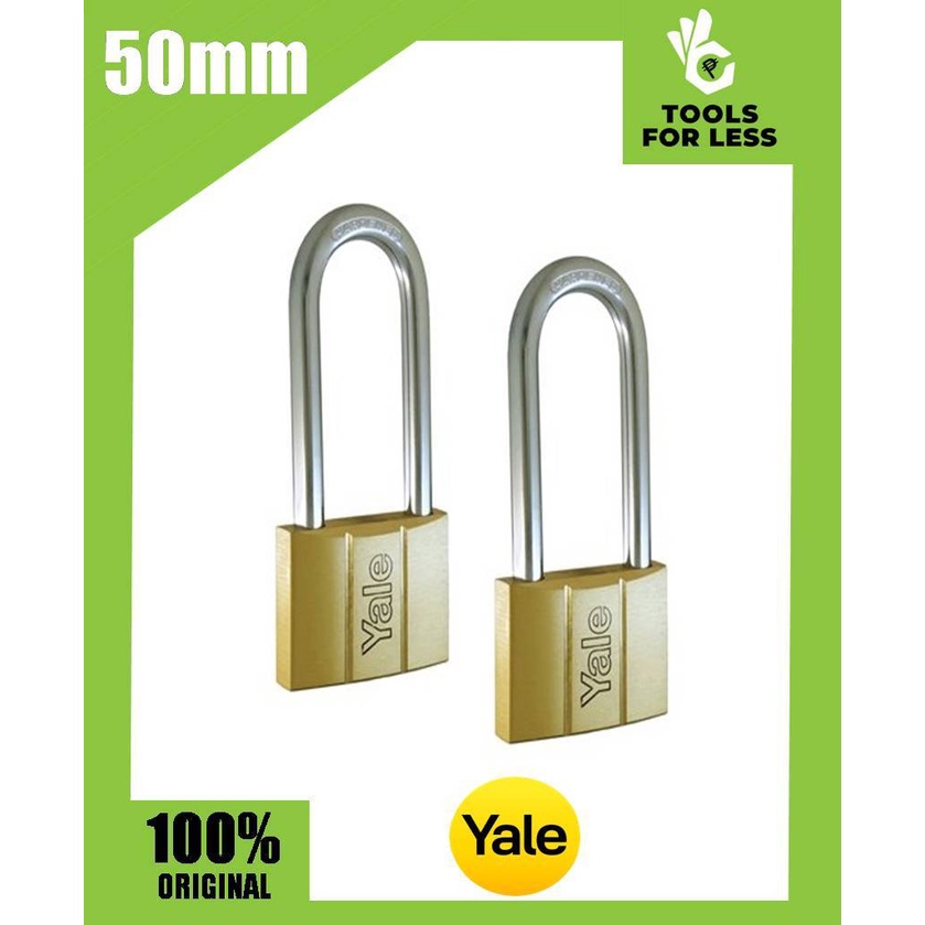 Yale 140 Series 2 Pcs Keyed Alike Long Shackle Brass Padlock 50mm