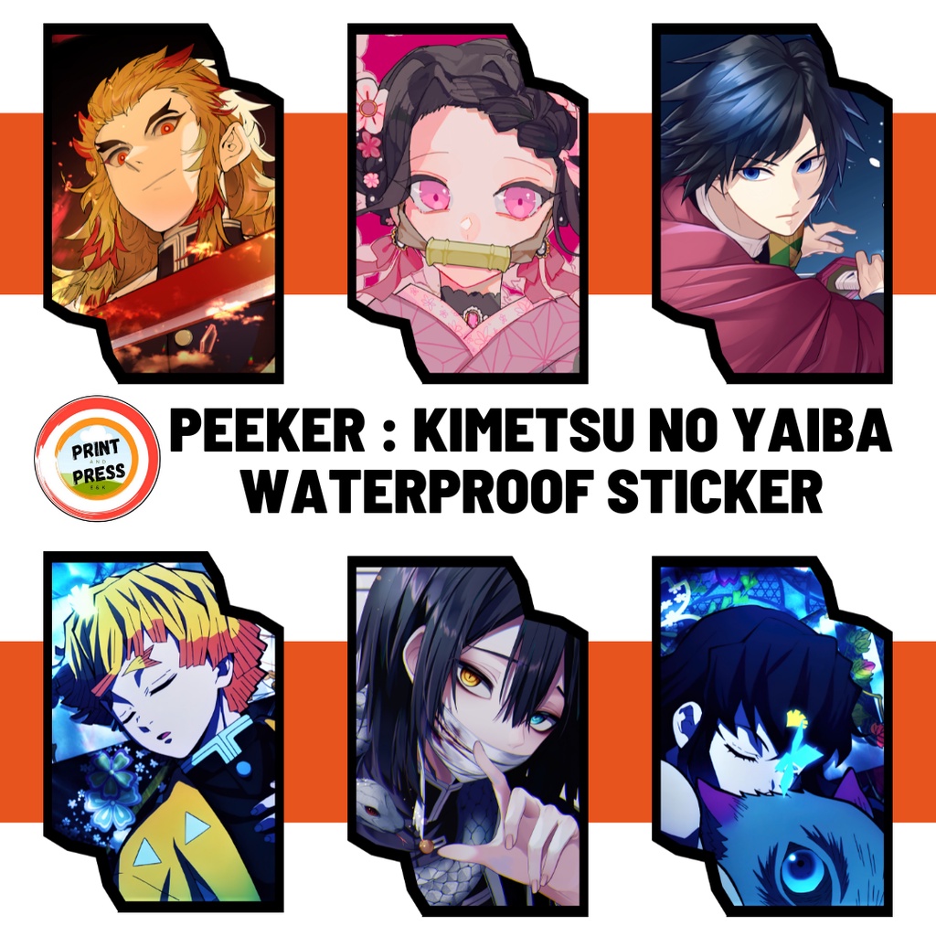 P P Peeker Sticker Tumbler Glossy Waterproof Anime Demon Slayer