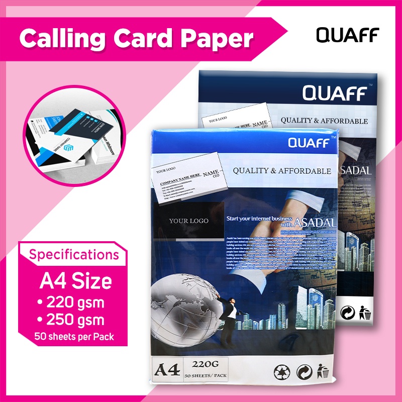 QUAFF Calling Card Paper 220GSM 250GSM A4 Size 50sheets Per Pack