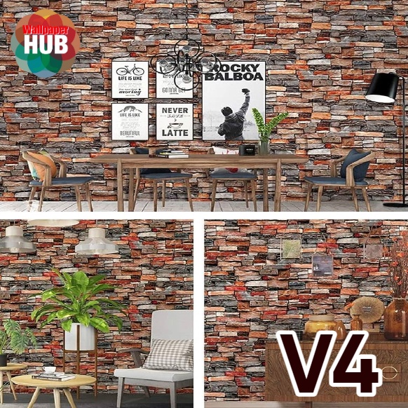 Hub Wallpaper Brick Design Pvc Waterproof Self Adhesive Wall Sticker