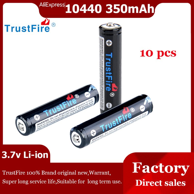 TrustFire 350mAh 10440 Lithium Ion Battery 3 7V Rechargeable Flashlight