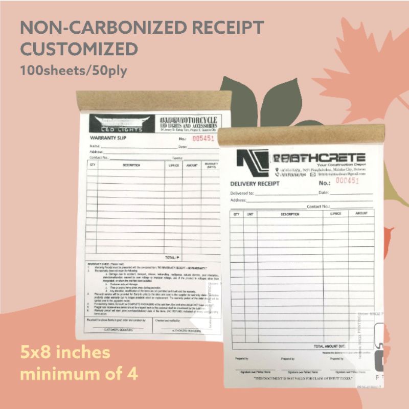 Non Carbonized Customized Form And Receipts Shopee Philippines