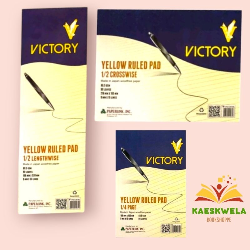 Victory Yellow Quiz Pad Set Crosswise Lengthwise and ¼ Page