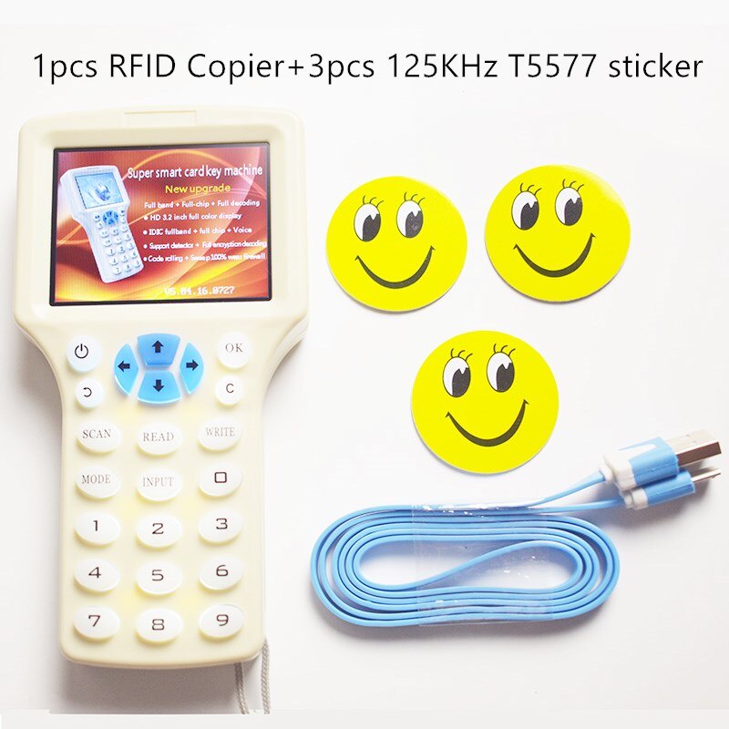 10 English Frequency RFID Copier Duplicator 125KHz Key Fob NFC Reader