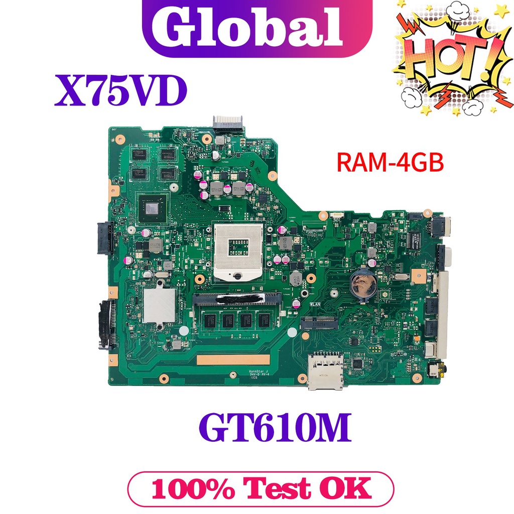 KEFU X75VD Mainboard For ASUS A75VD F75VD K75VD Laptop Motherboard REV