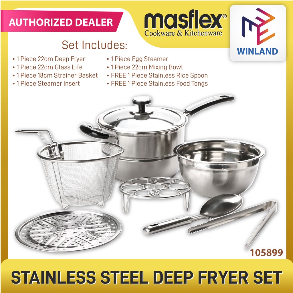 Masflex By Winland Cm Stainless Steel Induction Deep Fryer Set Ss