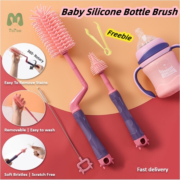 Pcs Sets Baby Bottle Cleaner Brushes Silicone Degree Rotation