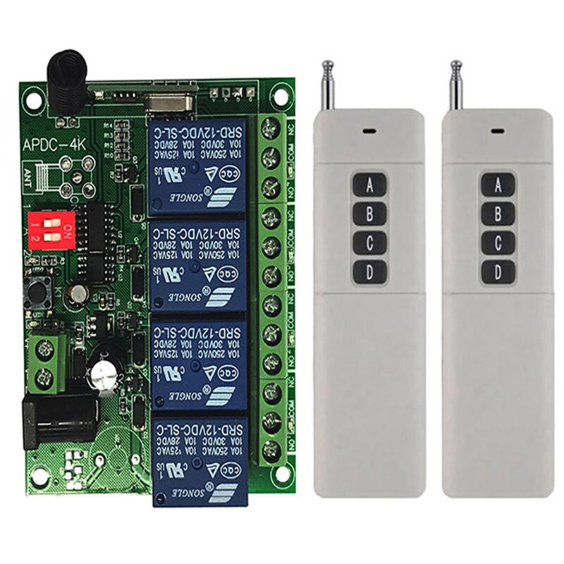 3000m 433Mhz Universal Wireless Remote Switch DC 12V 24V 4CH Relay