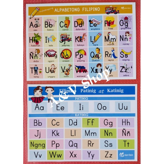 Educational Laminated Alpabetong Filipino Chart And Patinig And