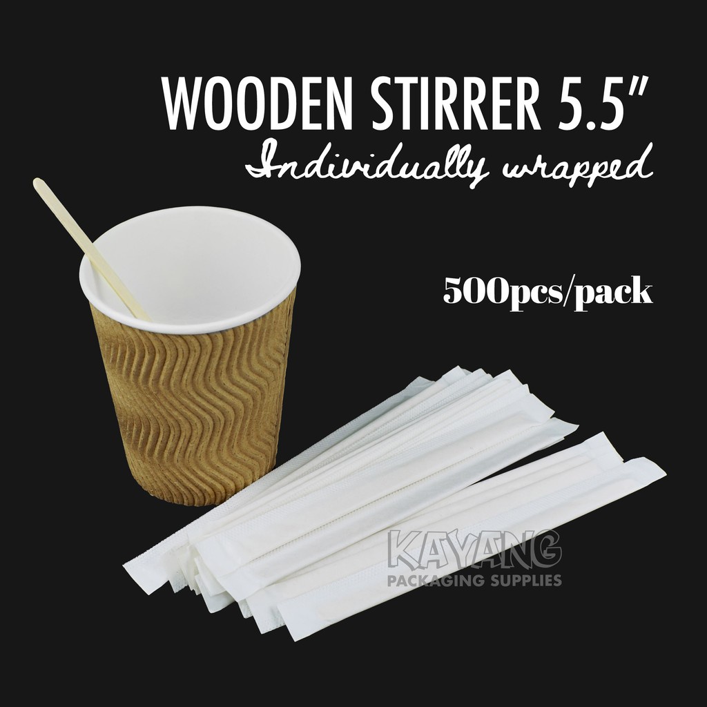 Pcs Wooden Stirrer Individually Wrapped For Coffee Tea